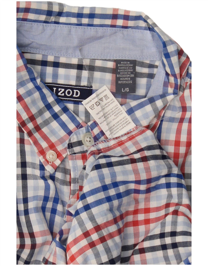 Camisa masculina Izod de manga curta grande algodão xadrez multicolorido
