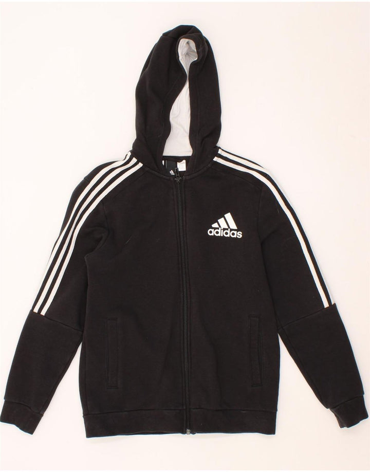 ADIDAS Womens Zip Hoodie Sweater UK 14 Large Black Vintage Adidas and Second-Hand Adidas from Messina Hembry 