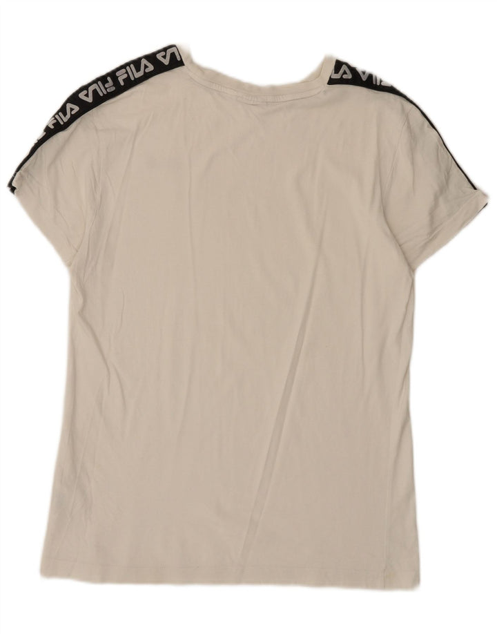 Fila Camiseta masculina gráfica top pequeno algodão colorblock branco