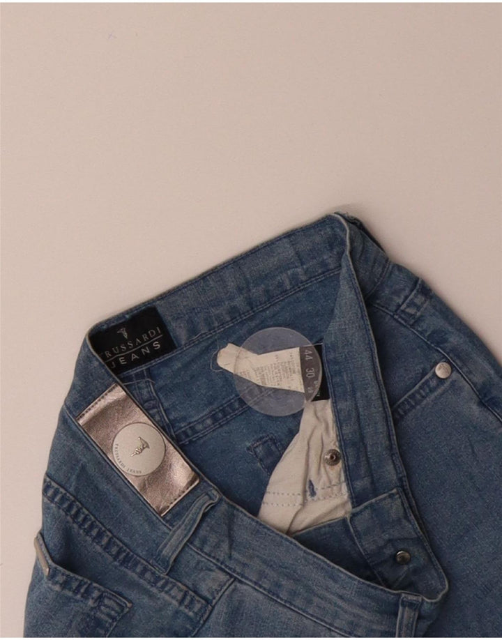 Jeans retos femininos TRUSSARDI W28 L28 algodão azul