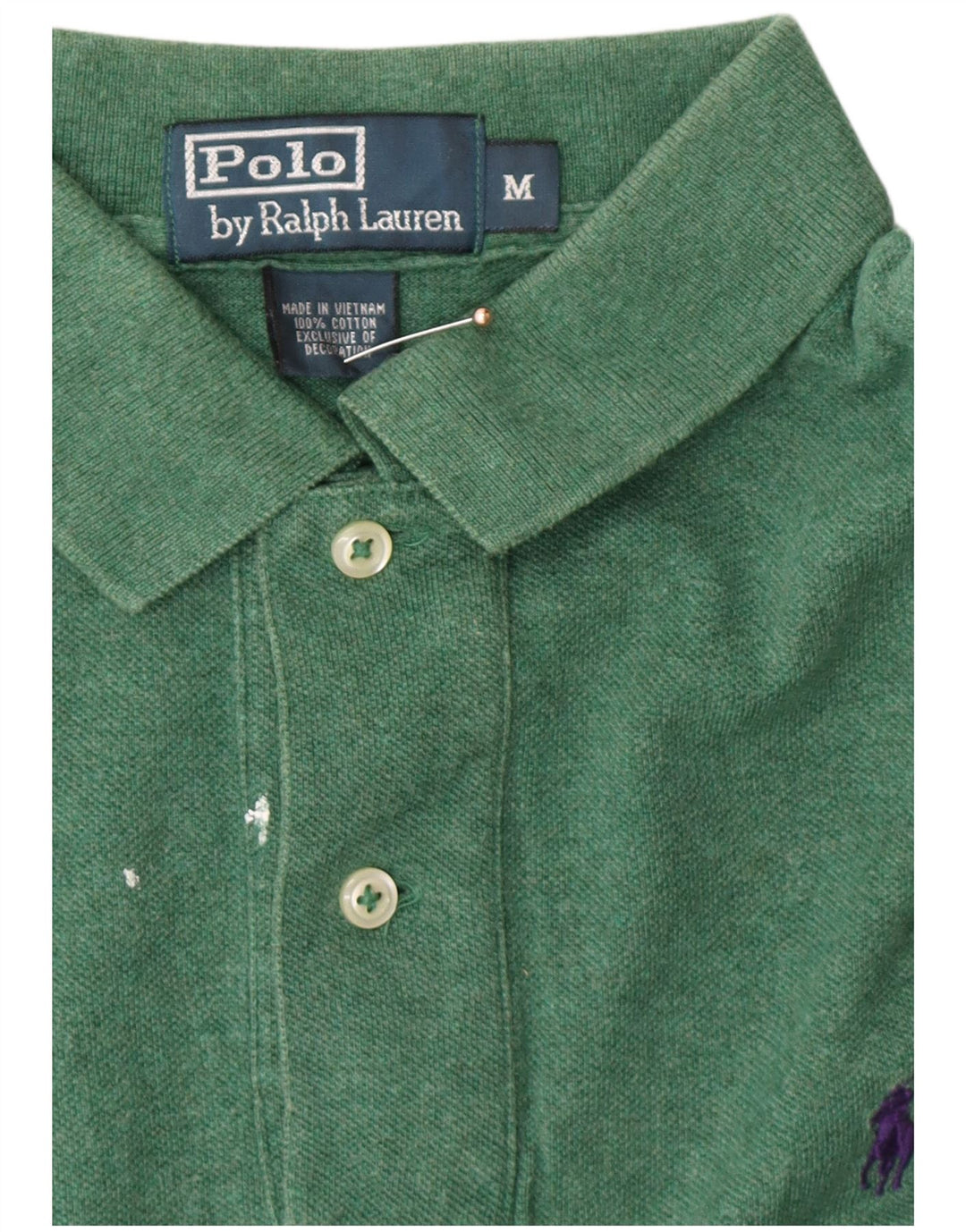 POLO RALPH LAUREN Camisa polo masculina de manga comprida algodão verde médio