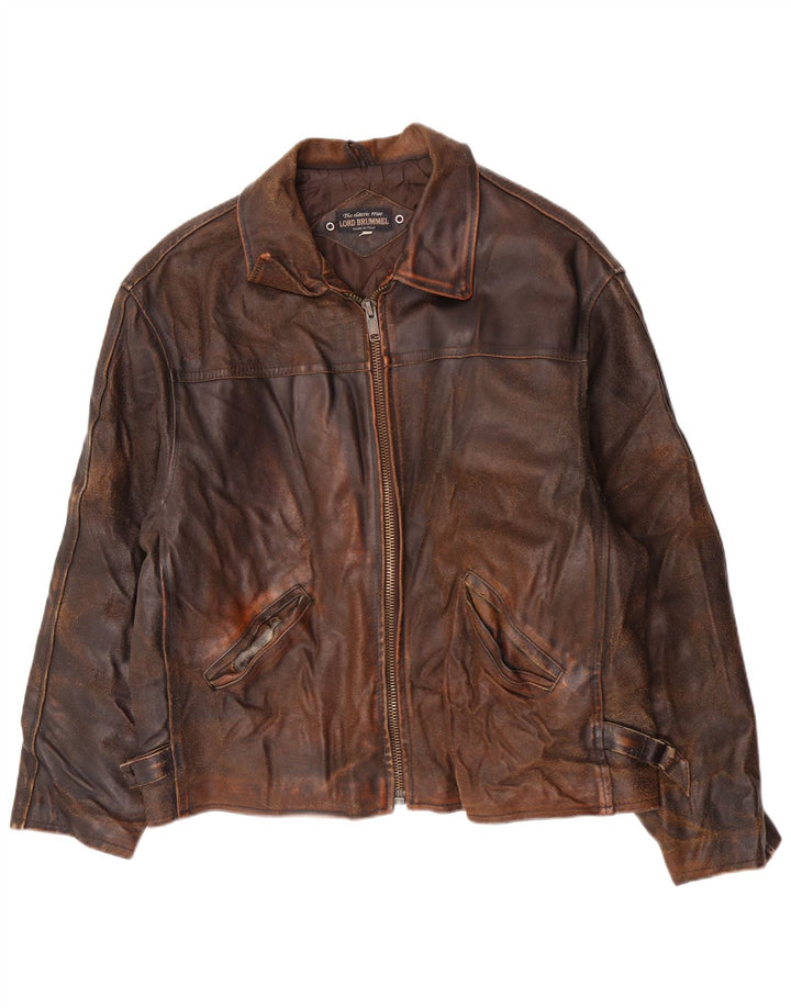 Jaqueta de couro masculina vintage UK 42 XL marrom