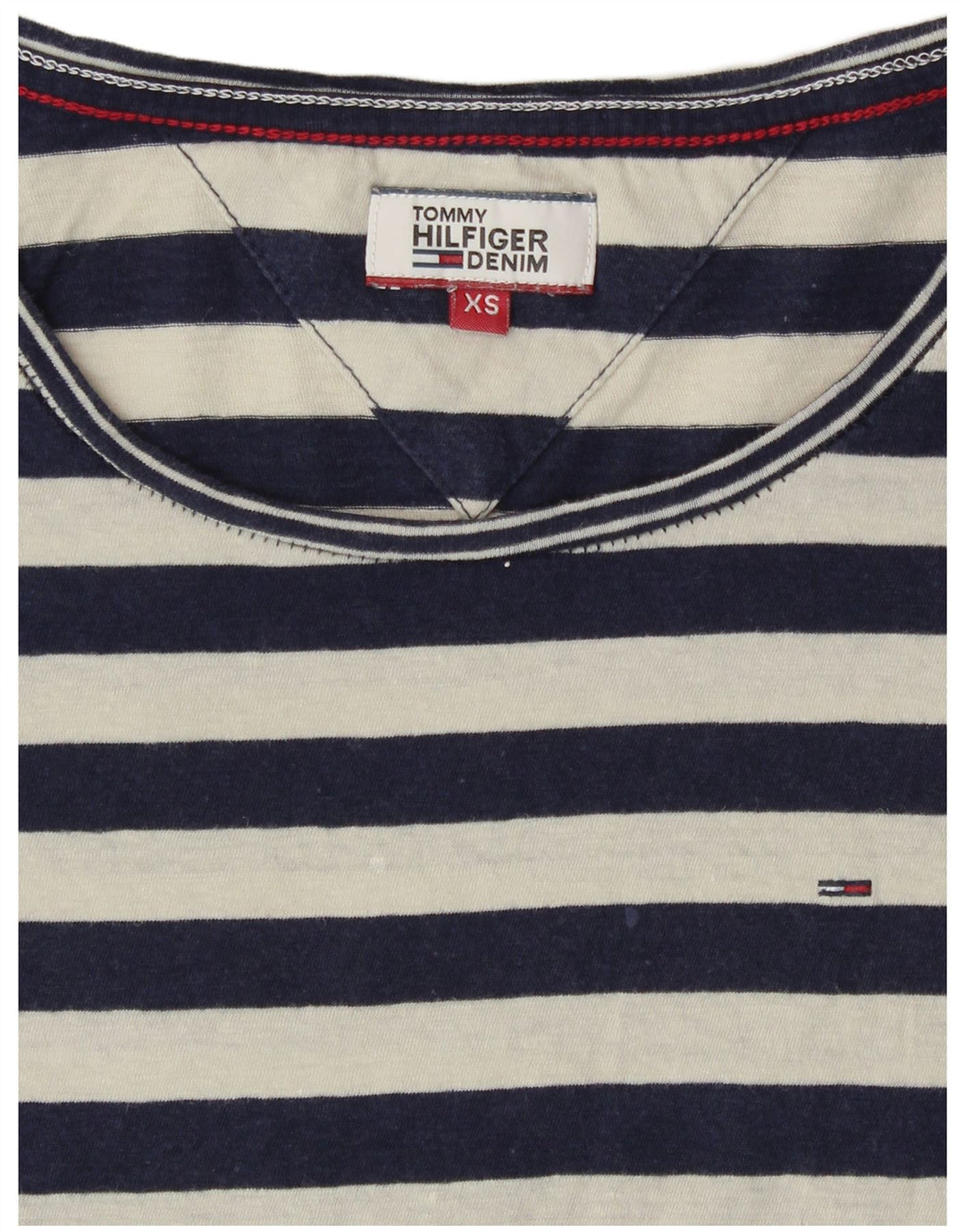 Top Tommy Hilfiger Mulher Manga Comprida UK 6 XS Azul Marinho Listrado