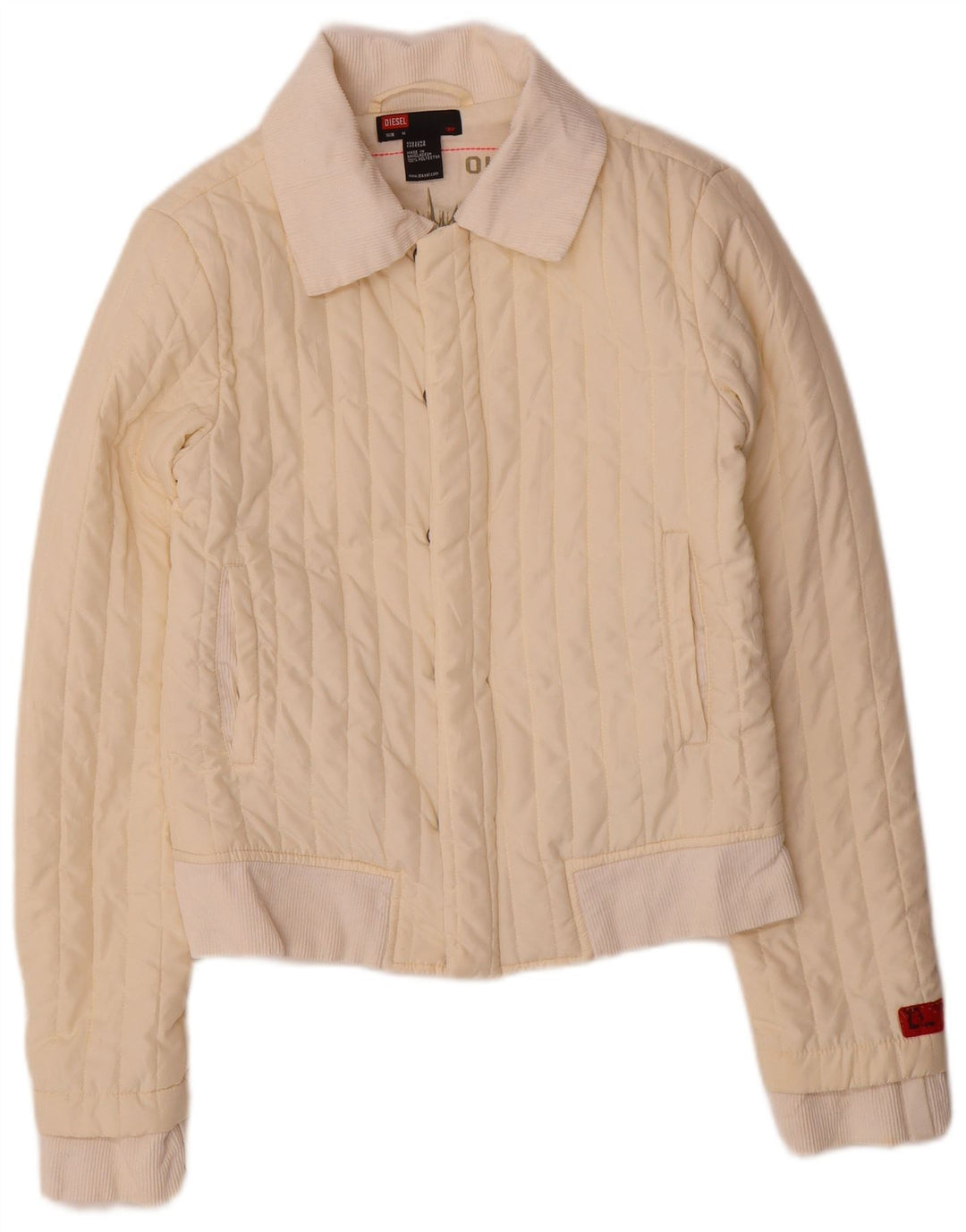 Jaqueta acolchoada feminina Diesel UK 12 poliéster branco médio