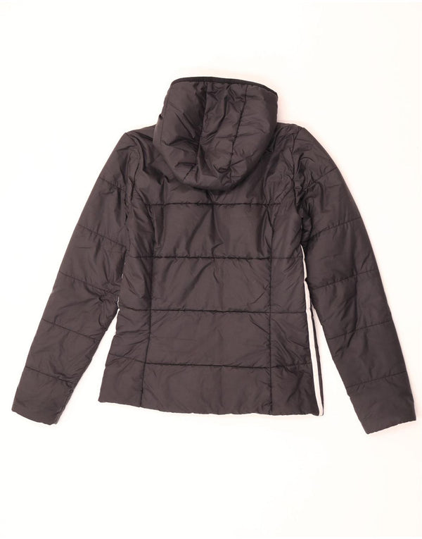 Jaqueta acolchoada com capuz feminina Adidas UK 12 poliéster preto médio