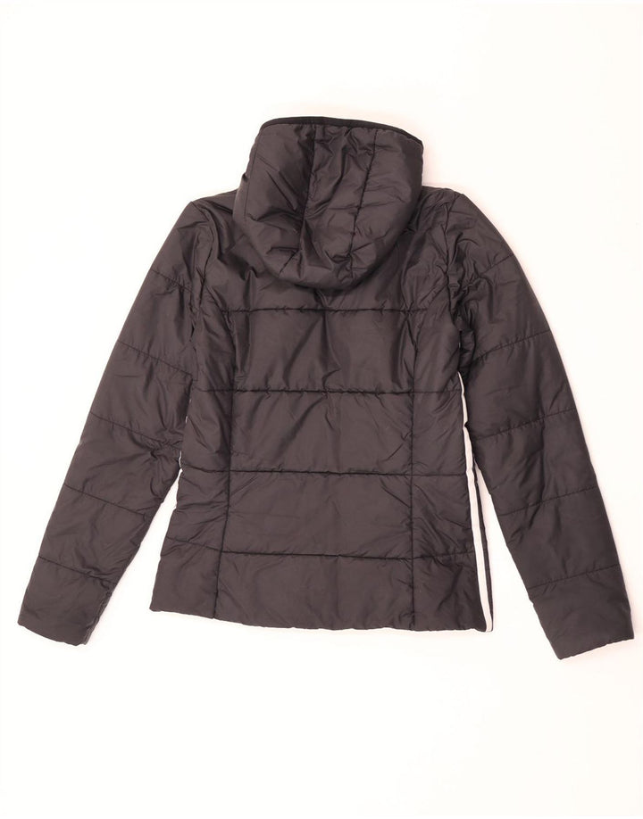 Jaqueta acolchoada com capuz feminina Adidas UK 12 poliéster preto médio
