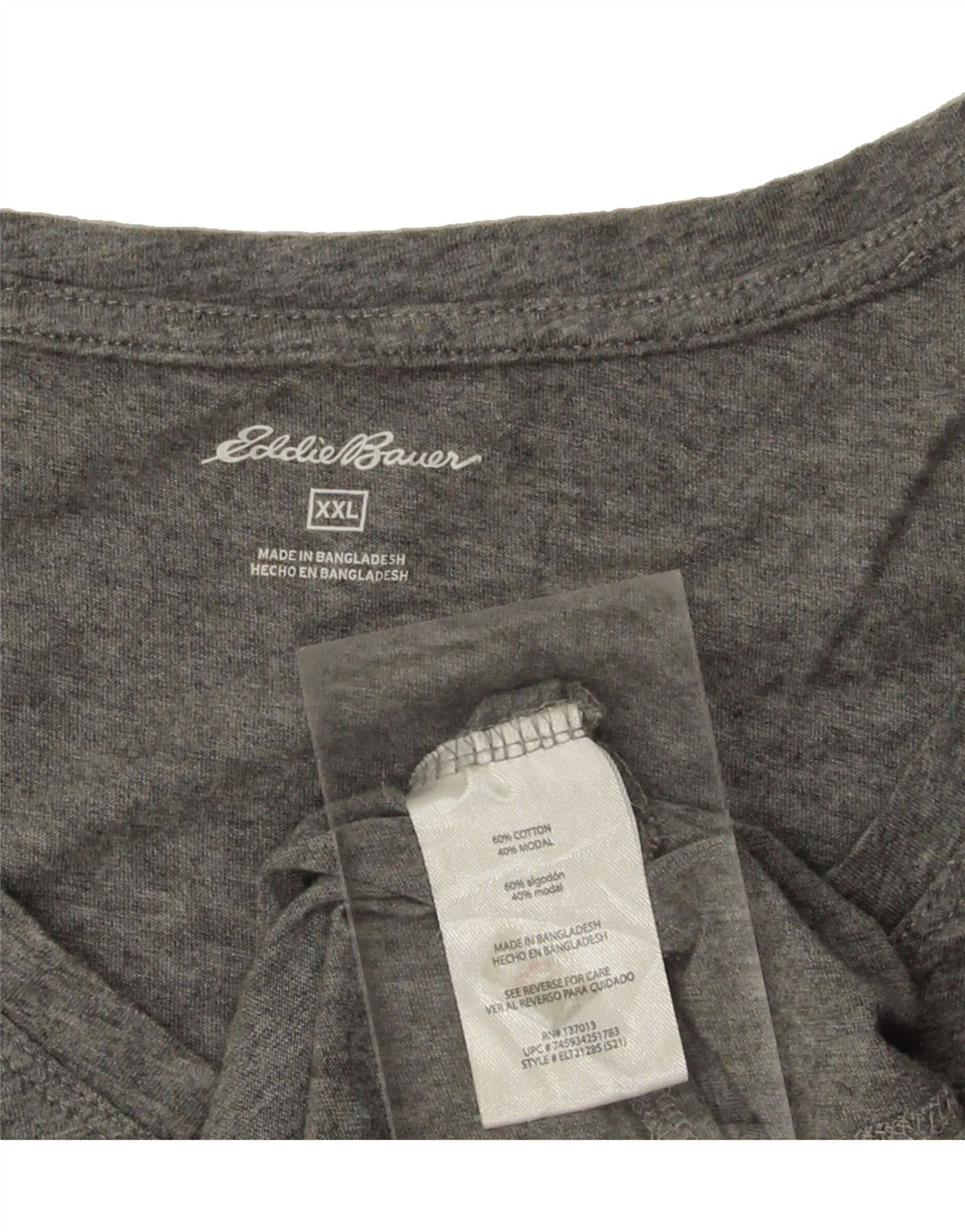 EDDIE BAUER Womens T-Shirt Top UK 20 2XL Grey Cotton Vintage Eddie Bauer and Second-Hand Eddie Bauer from Messina Hembry 