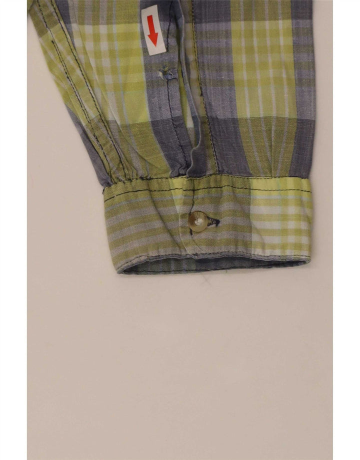 Camisa masculina vintage grande xadrez azul