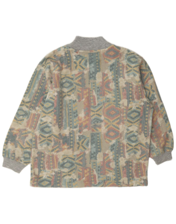 Vintage Womens Graphic Fleece Jumper UK 14 Large Multicoloured Geometric