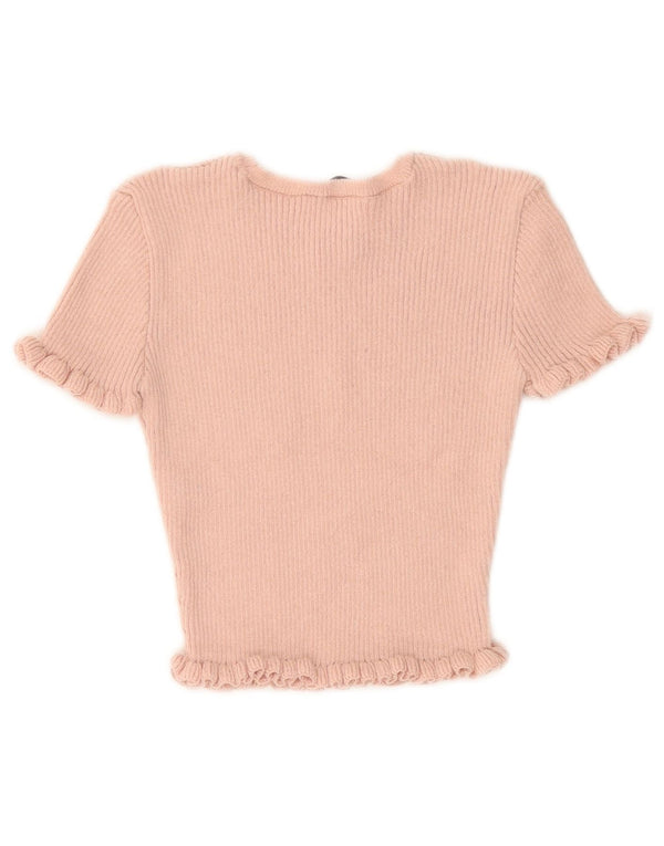Blusa feminina Zara Top UK 10 pequeno poliéster rosa
