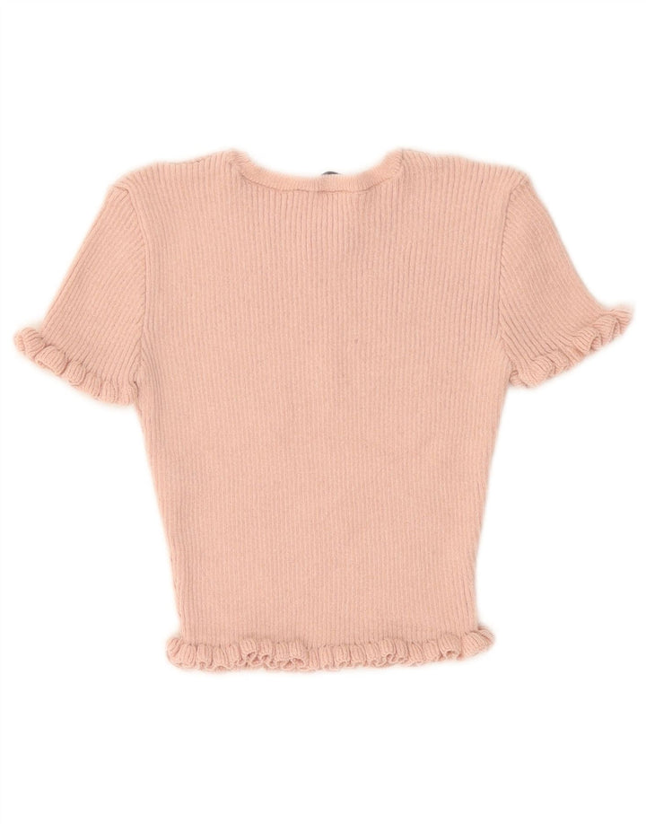 Blusa feminina Zara Top UK 10 pequeno poliéster rosa