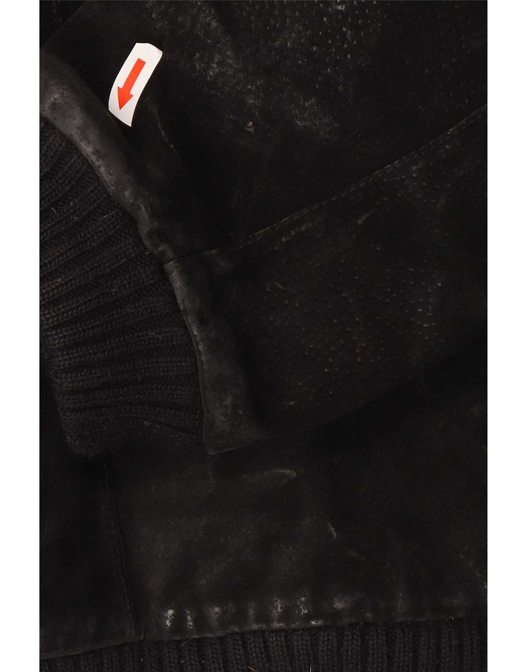 Jaqueta bomber masculina vintage de camurça Reino Unido 42 XL couro preto