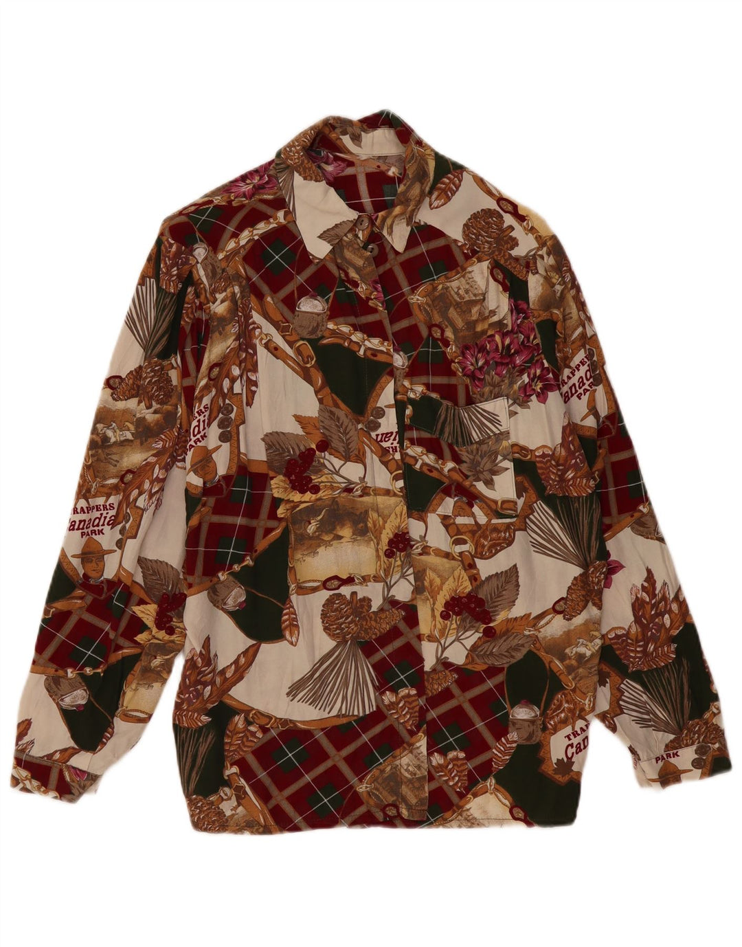 Blusa feminina VINTAGE com estampa abstrata UK 18 XL multicolorida