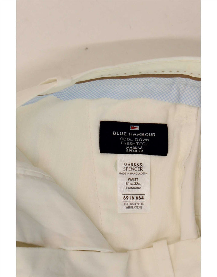 Shorts feminino Marks & Spencer Blue Harbor Chino W32 grande algodão branco