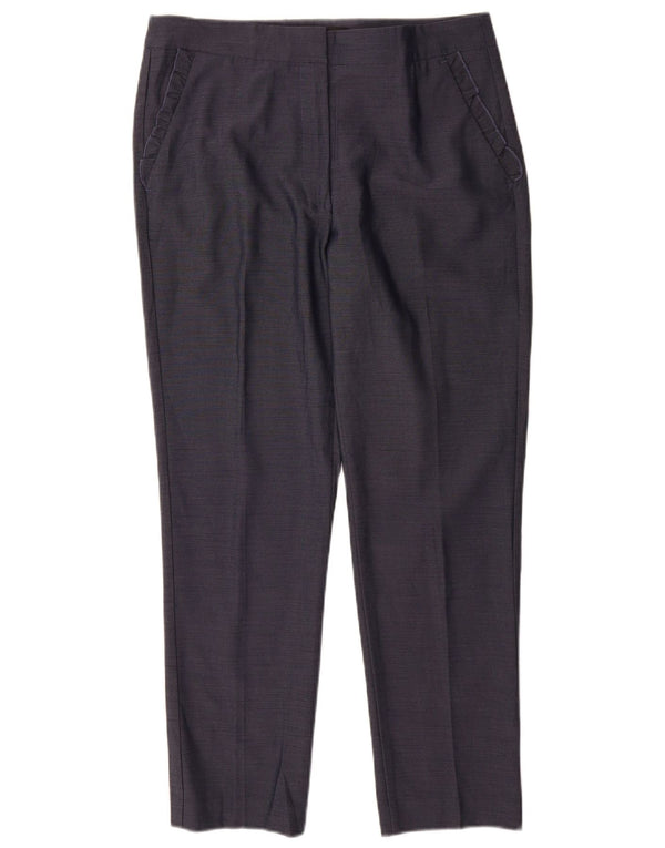 Calça feminina Zara cintura alta reta grande W30 L29 azul marinho