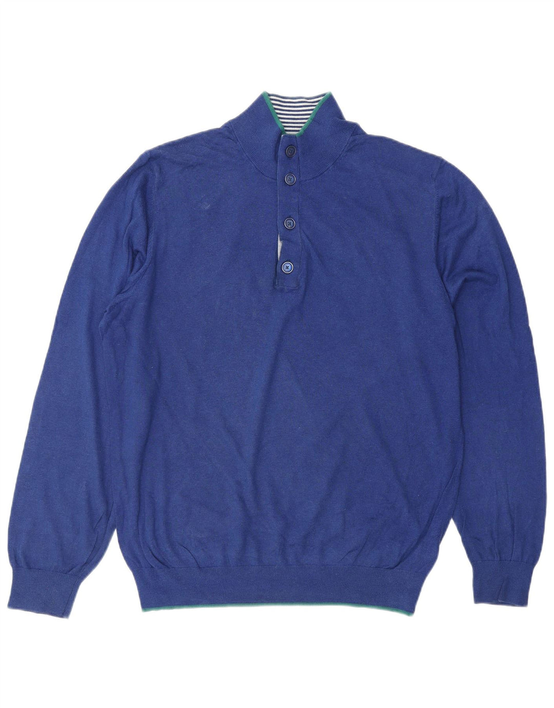 Suéter feminino MASSIMO DUTTI com gola redonda e botão, Reino Unido, 16, grande, algodão azul