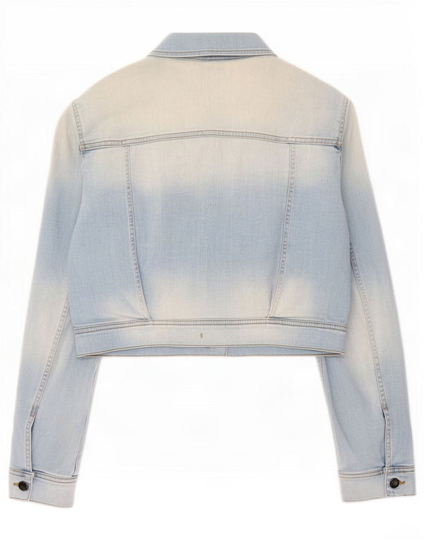 Jaqueta jeans feminina Benetton UK 14 grande algodão azul