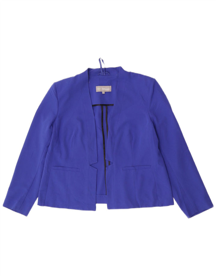 Jaqueta Blazer aberta feminina Marks & Spencer Reino Unido 16 grande azul poliéster