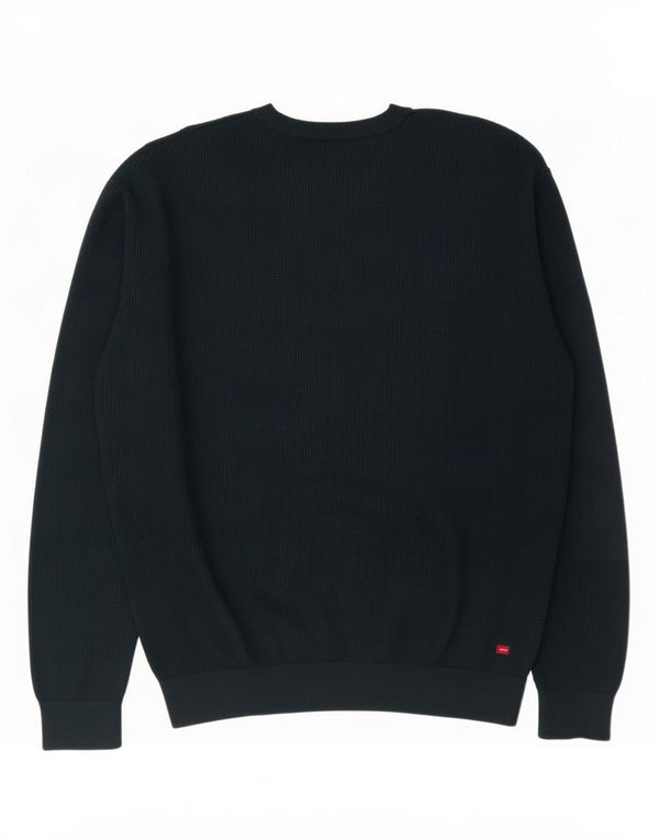 Suéter masculino Zara com gola redonda, grande algodão preto