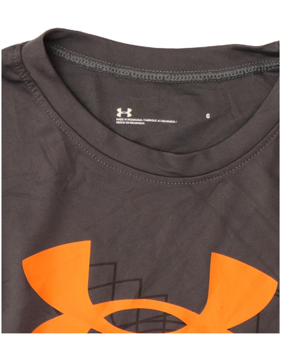 Camiseta gráfica UNDER ARMOUR Boys 5-6 anos poliéster cinza