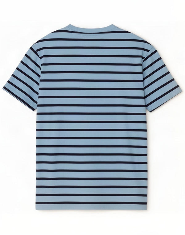 Camiseta masculina Penguin Top médio algodão listrado azul