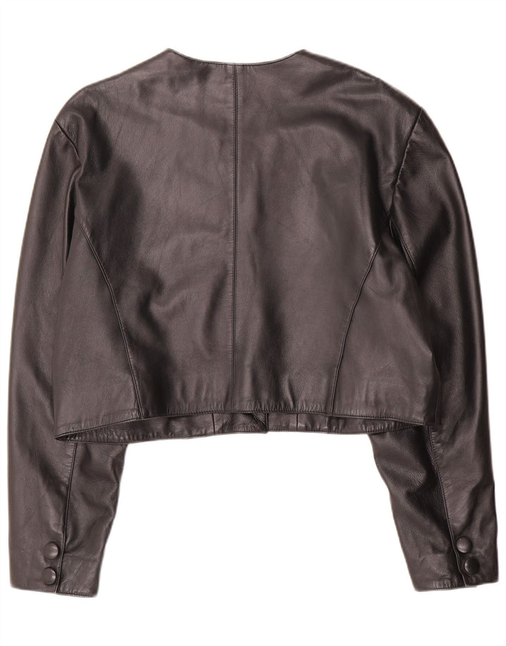 Bolero de couro feminino vintage EU 44 XL couro preto