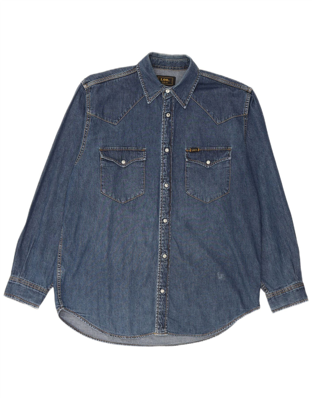 Camisa jeans masculina Lee algodão azul médio