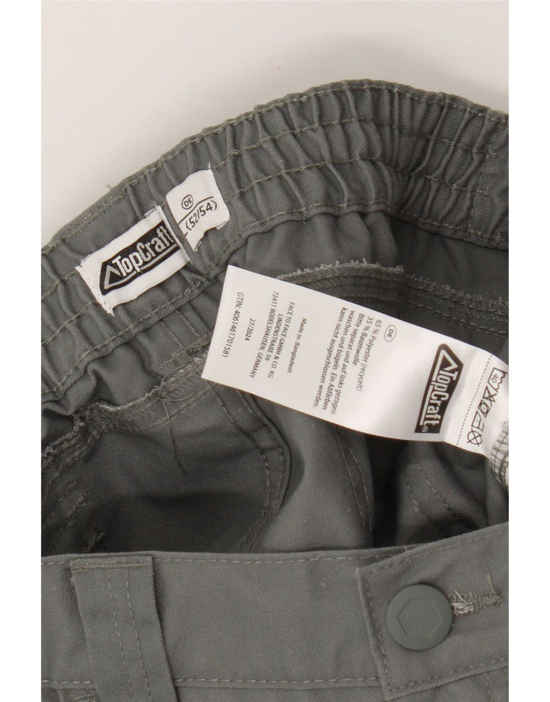 Shorts cargo masculino vintage IT 52/54 XL W38 poliéster cinza