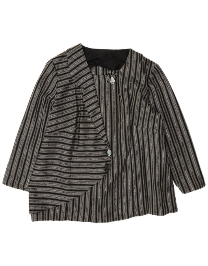 Jaqueta blazer feminina vintage com 1 botão Reino Unido 14 grande listrada preta