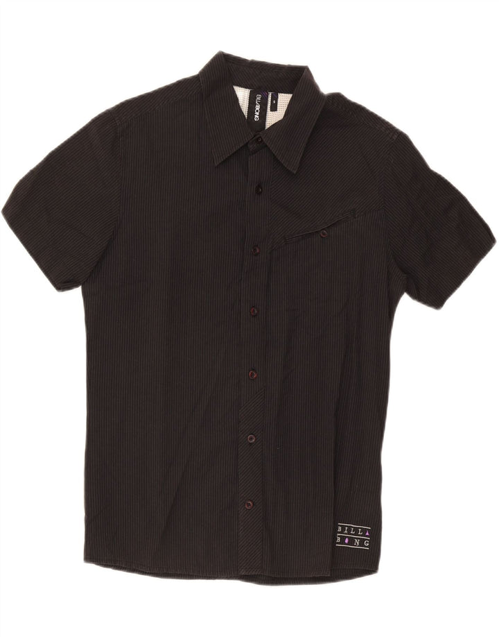BILLABONG Mens Short Sleeve Shirt Small Black Pinstripe Cotton