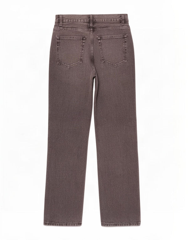 Zara Jeans feminino cintura alta com perna larga EU 40 médio W30 L33 algodão cinza