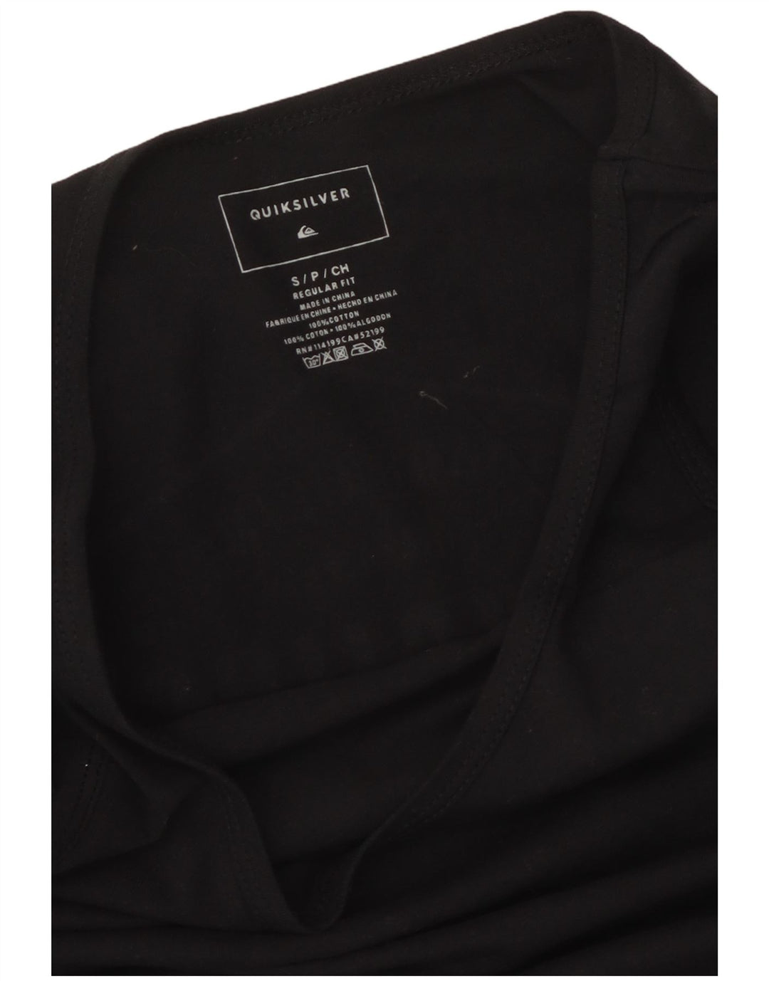 Colete gráfico masculino Quiksilver Top pequeno de algodão preto