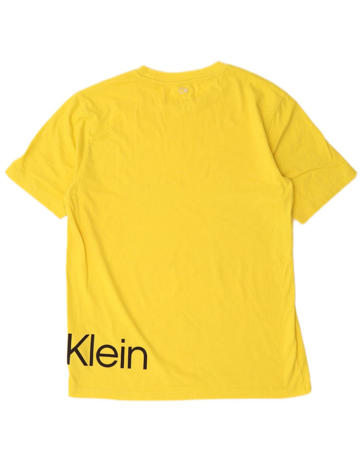 Camiseta masculina Calvin Klein com estampa gráfica pequena de algodão amarelo