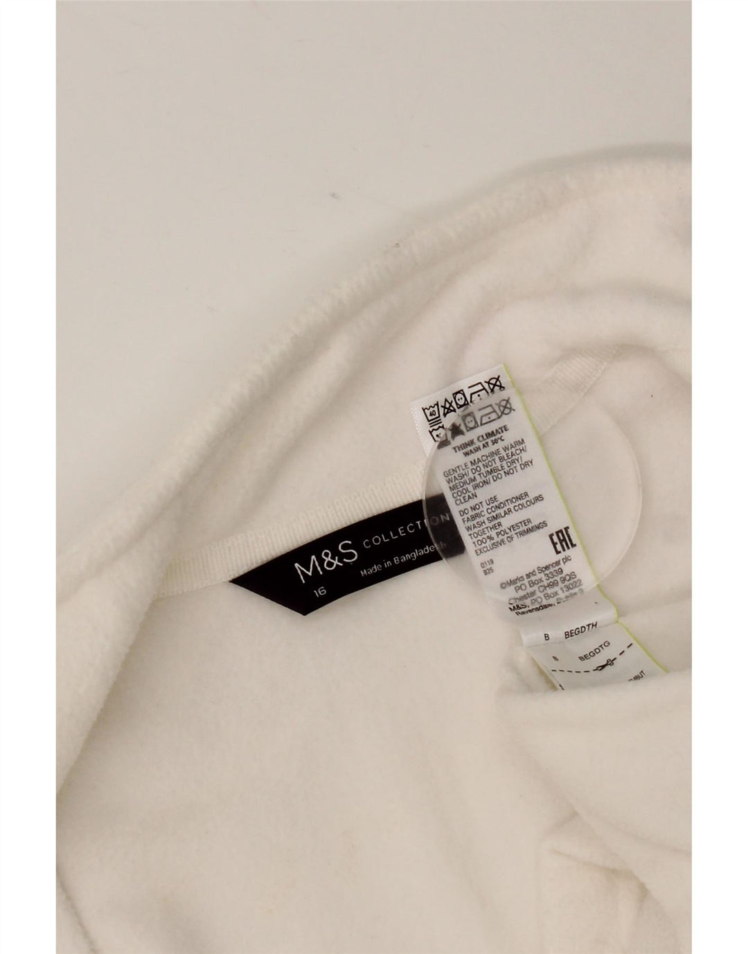 Jaqueta de lã feminina Marks & Spencer Reino Unido 16 grande poliéster branco
