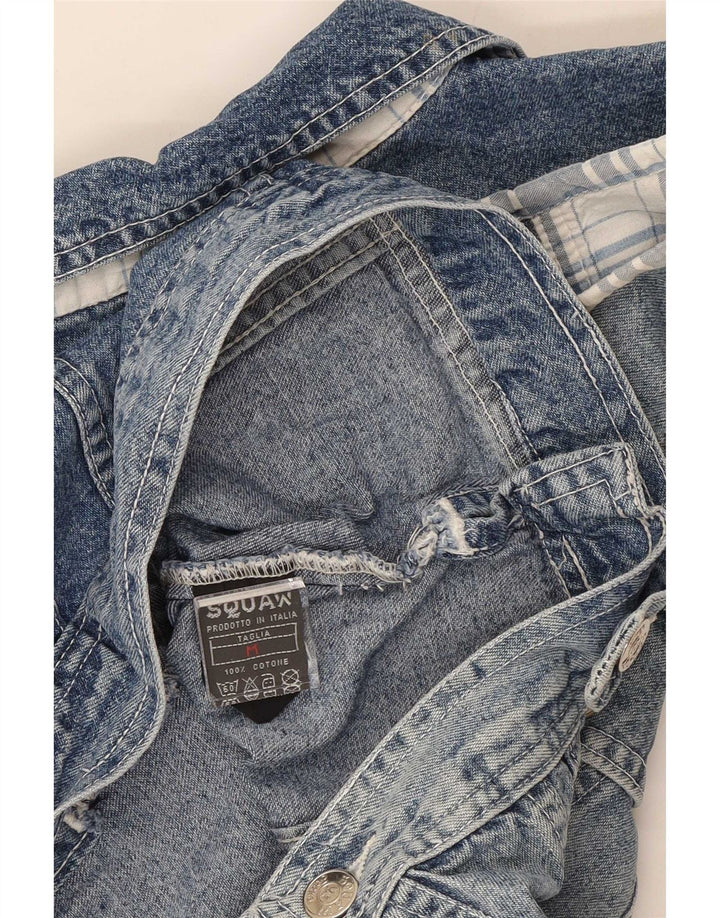 Colete feminino Squaw Crop Denim UK 12 algodão azul médio