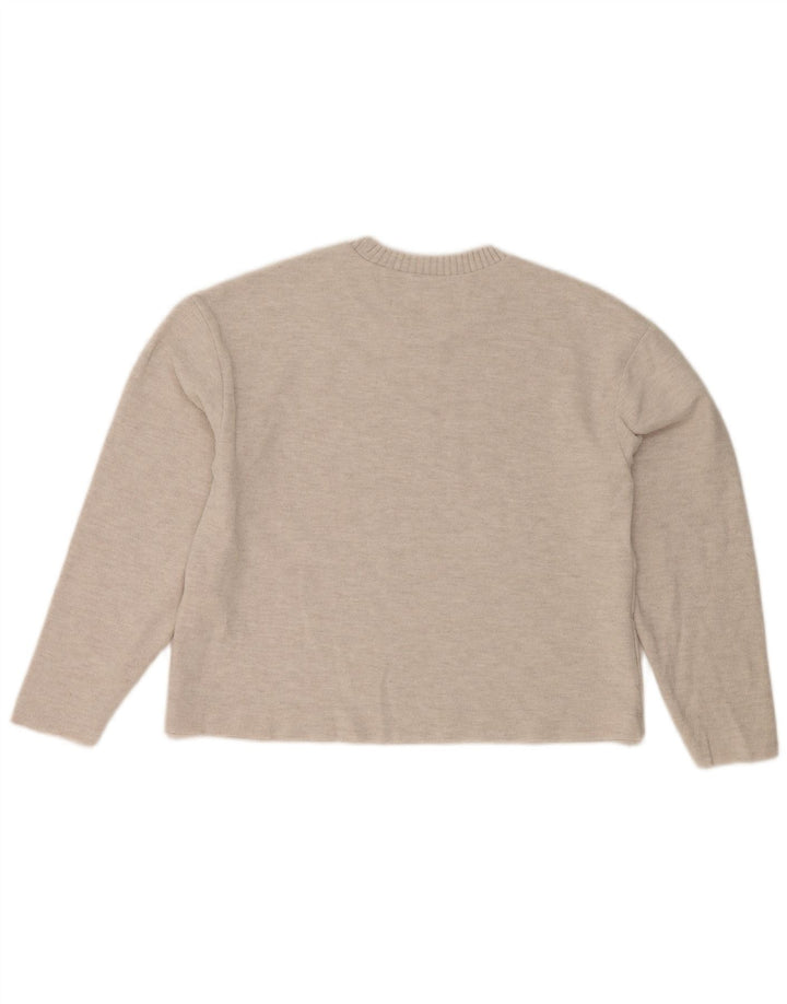 Suéter feminino Zara com gola redonda e gola redonda, Reino Unido 10, pequeno, cinza, poliéster