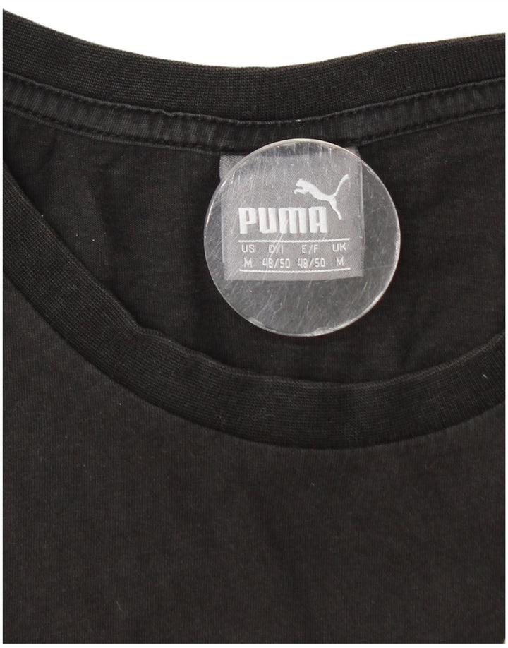 Puma Mens Graphic T-Shirt Top Médio Algodão Preto