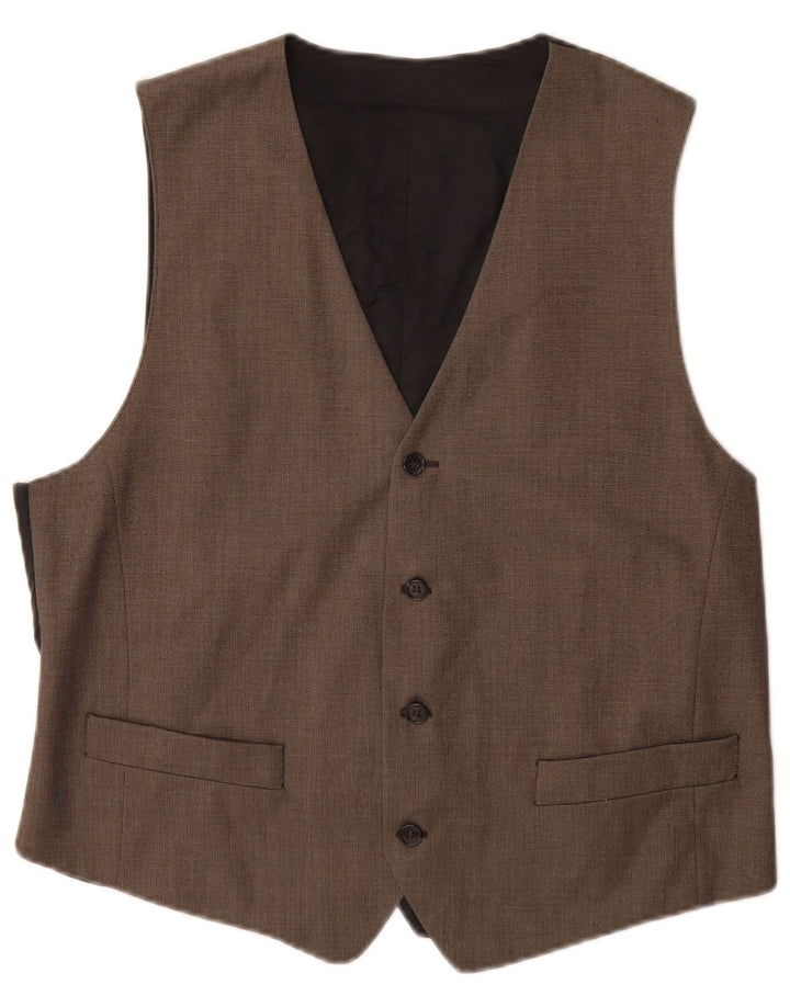 Colete masculino vintage IT 52 grande poliéster marrom