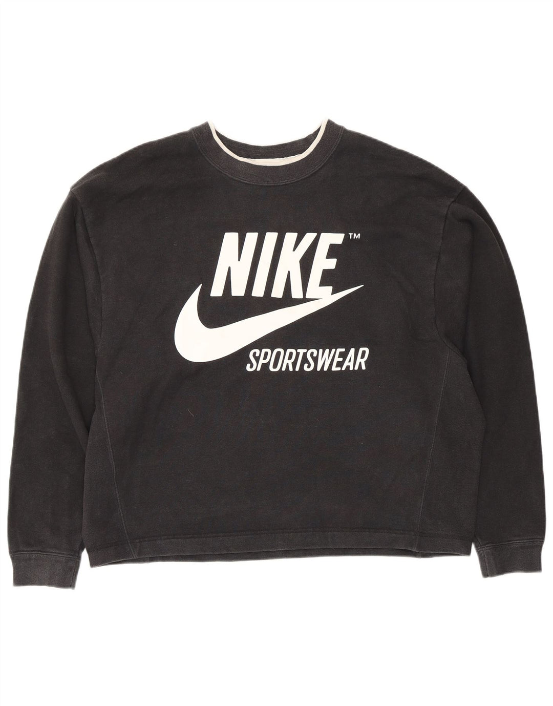 Nike feminino oversized moletom jumper reino unido 14 médio preto algodão