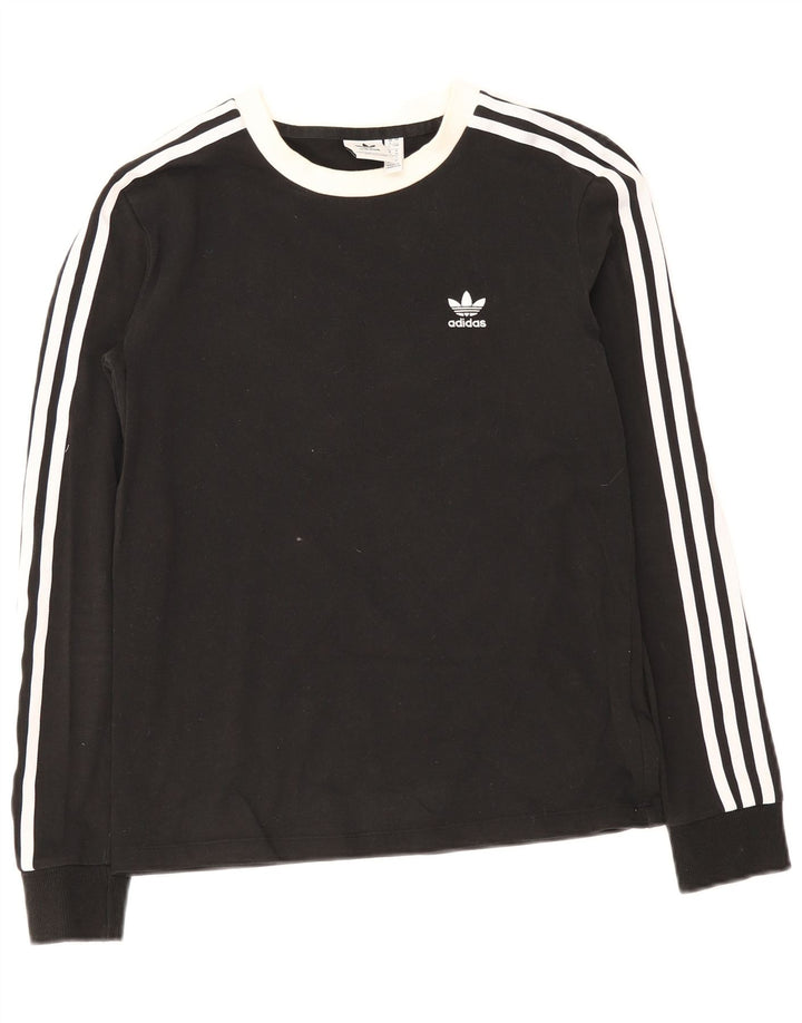 Top Feminino Adidas Manga Longa UK 8 Pequeno Algodão Preto