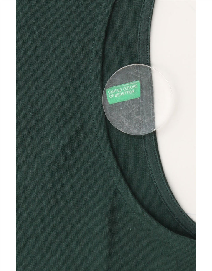 Top curto feminino BENETTON manga comprida Reino Unido 12 verde médio