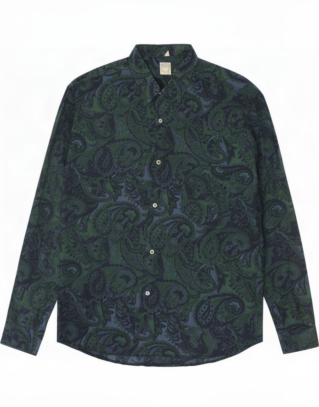 Camisa masculina vintage grande verde Paisley