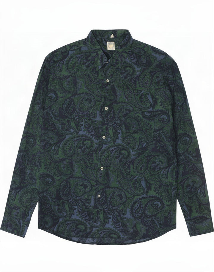 Camisa masculina vintage grande verde Paisley