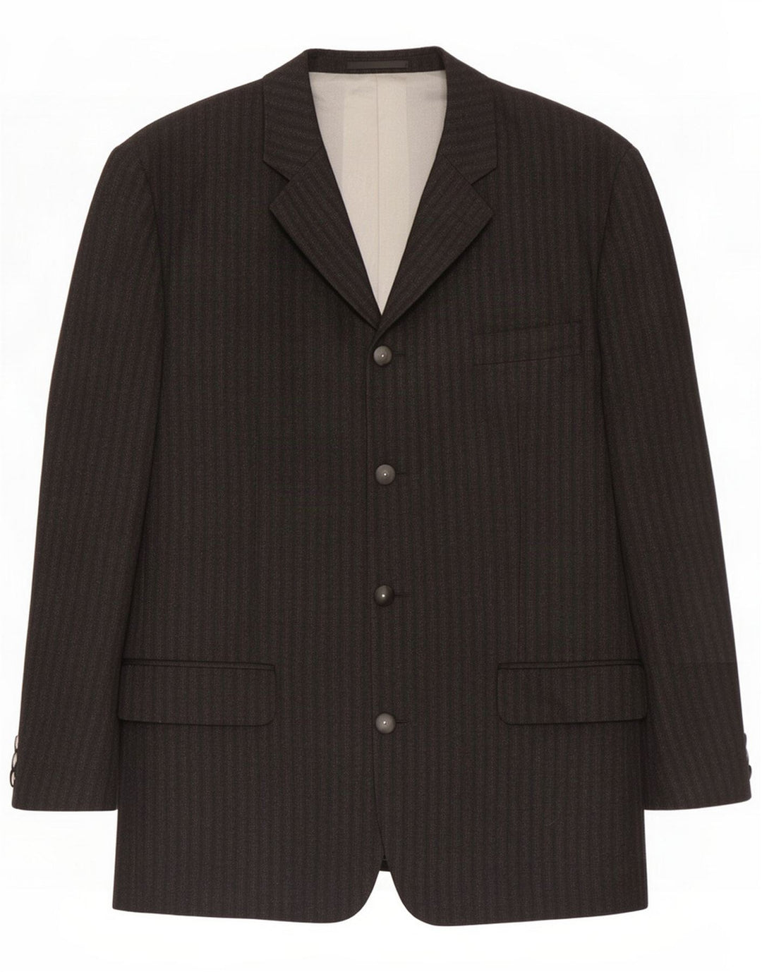 Mexx Jaqueta blazer masculina de 4 botões IT 50 grande lã listrada preta