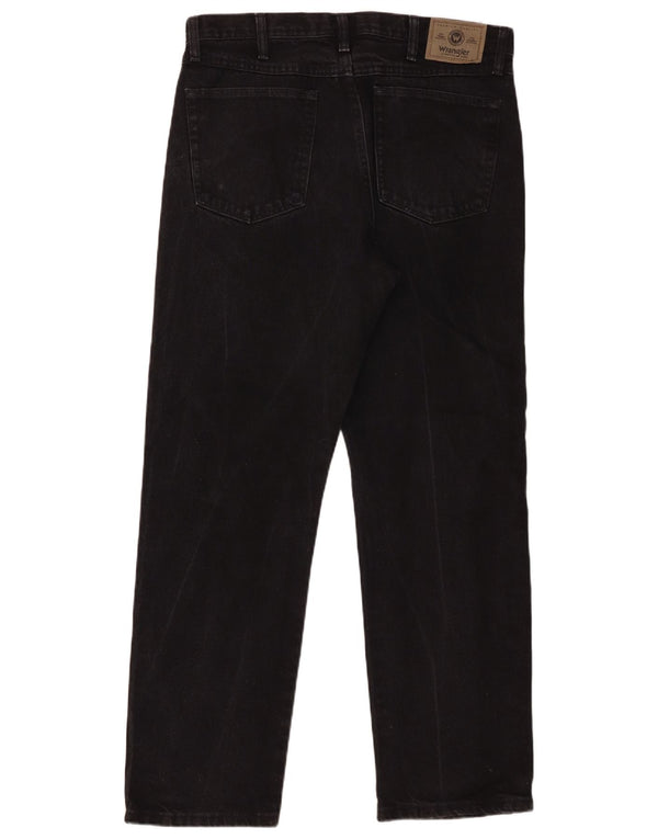 Wrangler Mens Straight Jeans W34 L30 Algodão Preto