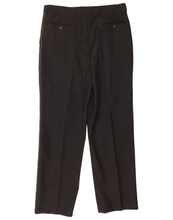 Calça de terno masculina vintage IT 50 grande W34 L32 lã preta