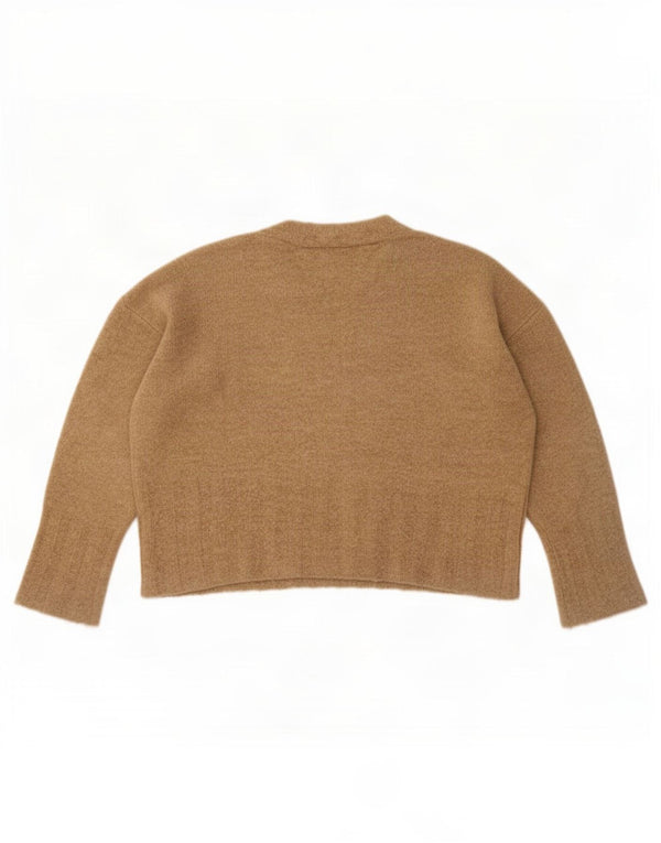Suéter feminino Marks & Spencer com gola redonda e gola redonda Reino Unido 16 grande bege