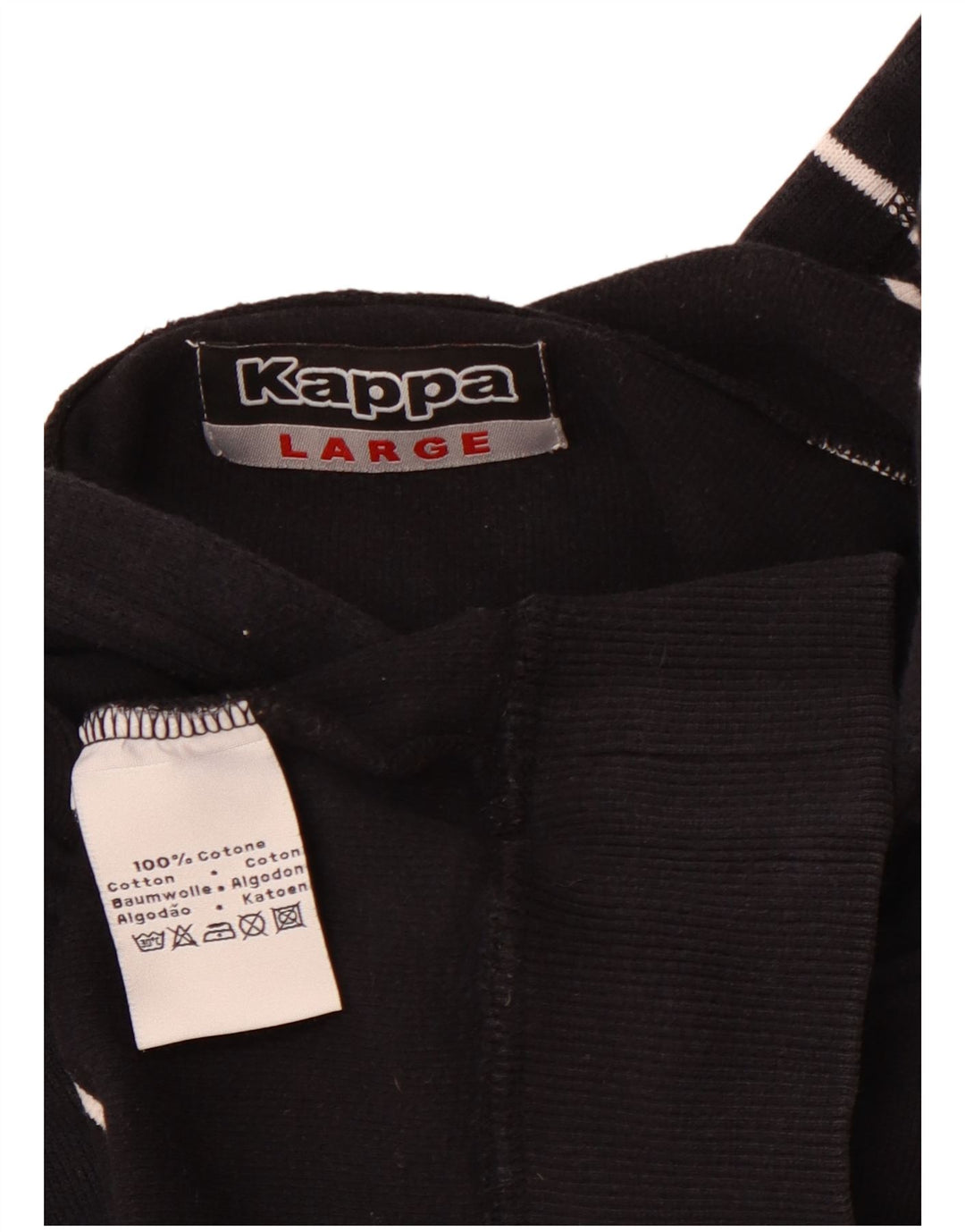 KAPPA moletom com capuz masculino grande algodão listrado azul marinho