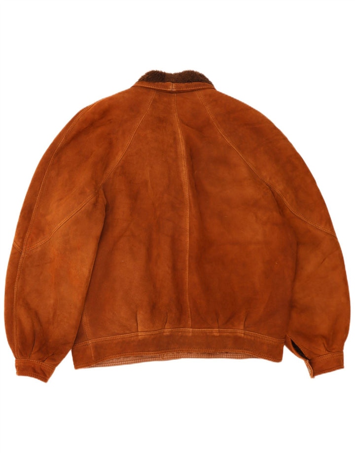 Jaqueta masculina vintage de shearling IT 54 2XL marrom