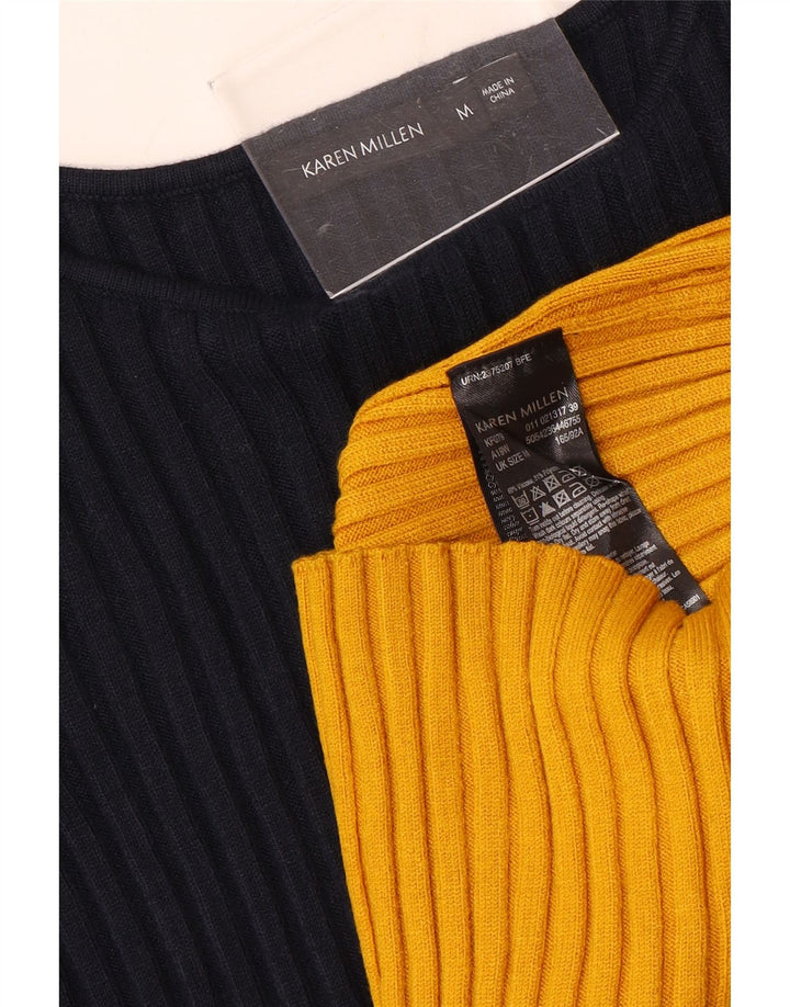 Suéter feminino Karen Millen com gola canoa Reino Unido 12 médio azul marinho